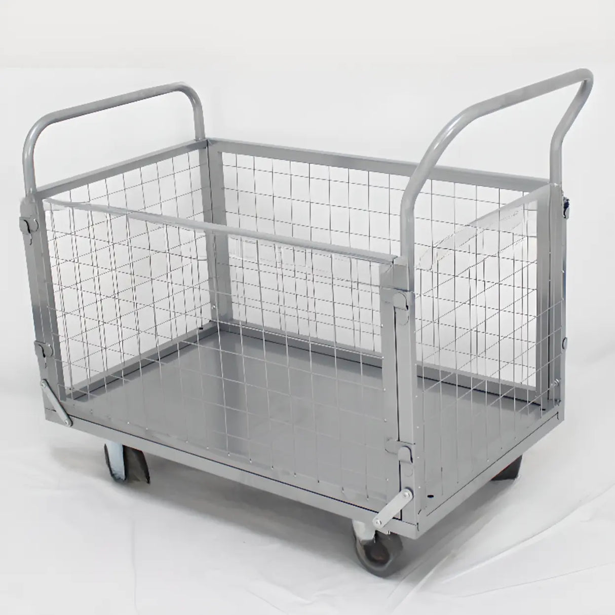 Metallic Multi-Purpose Adult Fold-up Cart with Handle and Toolbox Image - 2