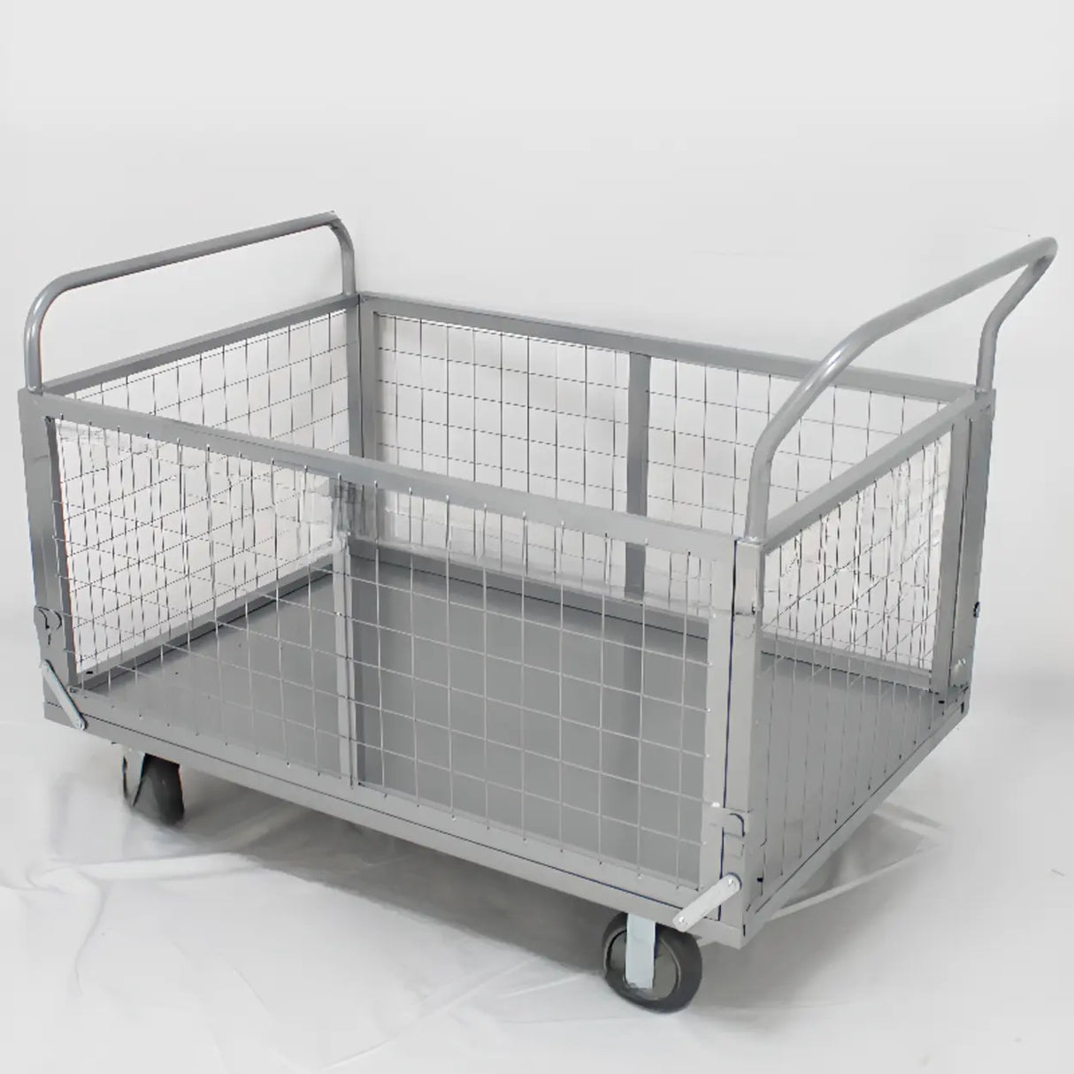 Metallic Multi-Purpose Adult Fold-up Cart with Handle and Toolbox Image - 3