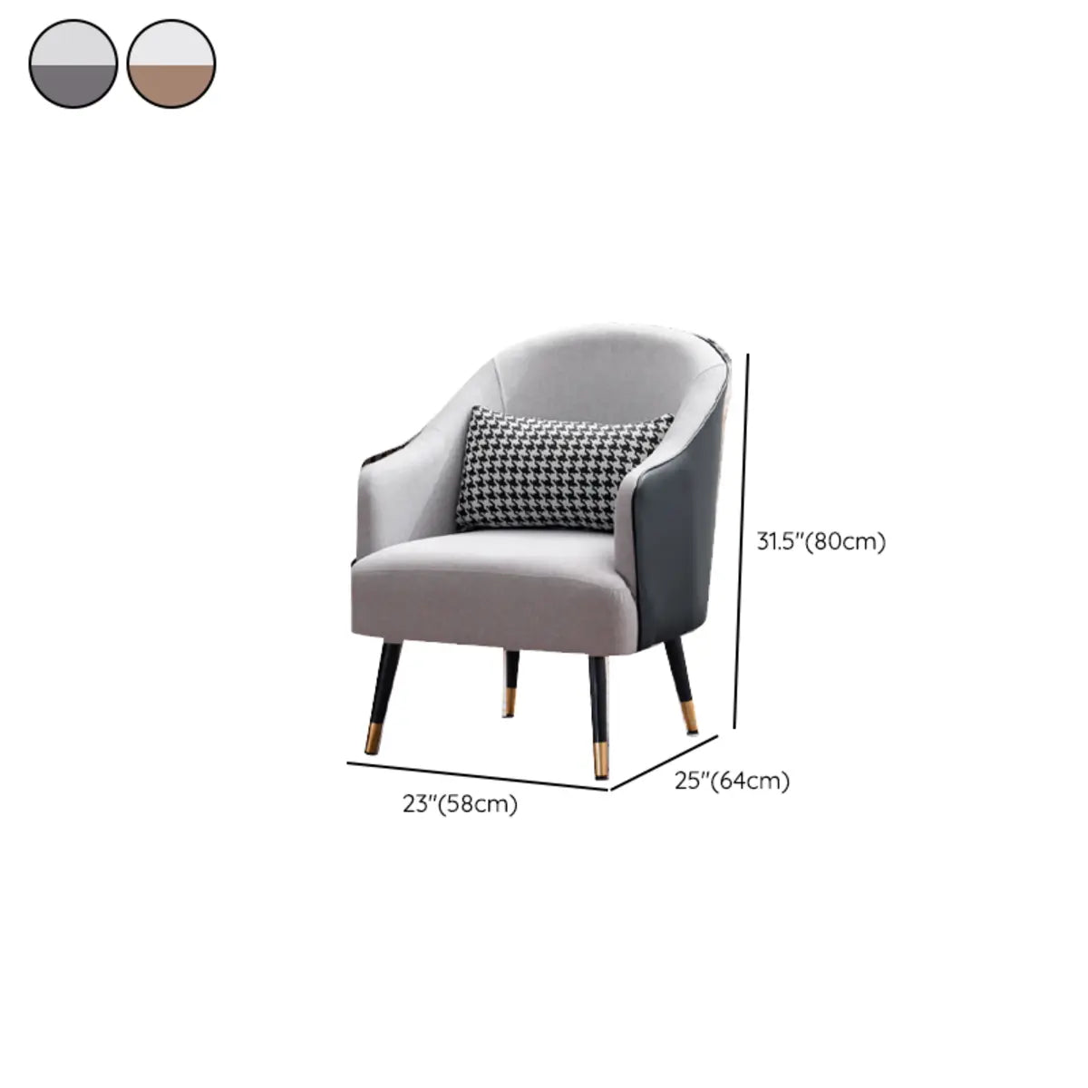 Microfiber Leather Sloped Arms Four Legs Arm Chair Image - 16