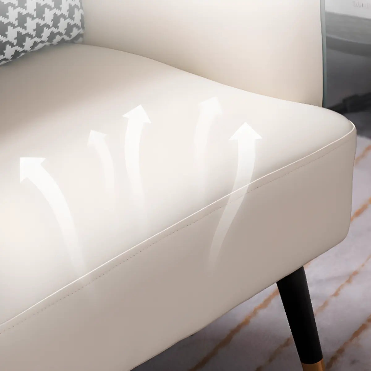 Microfiber Leather Sloped Arms Four Legs Arm Chair Image - 8