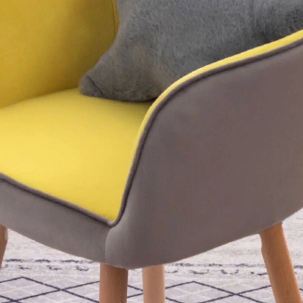 Mid-Back Upholstered Ergonomic Wood Frame Office Chair Image - 13