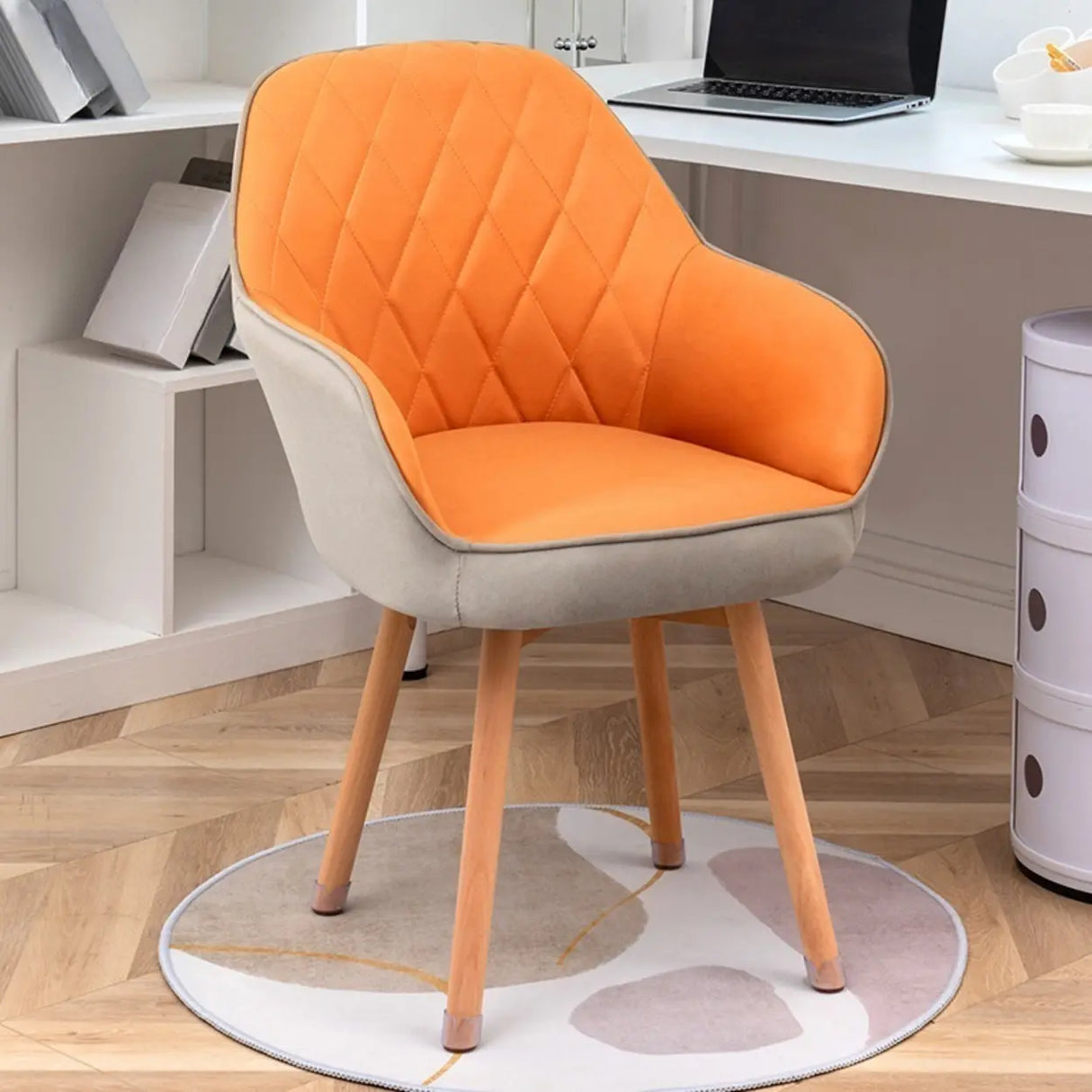 Mid-Back Upholstered Ergonomic Wood Frame Office Chair Image - 16