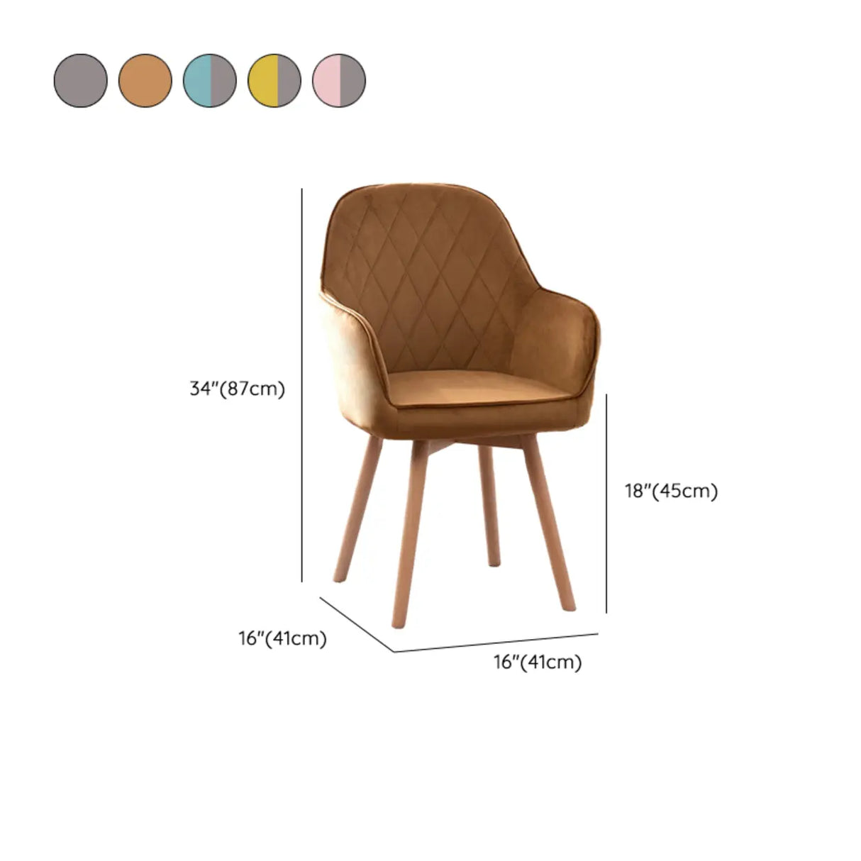Mid-Back Upholstered Ergonomic Wood Frame Office Chair