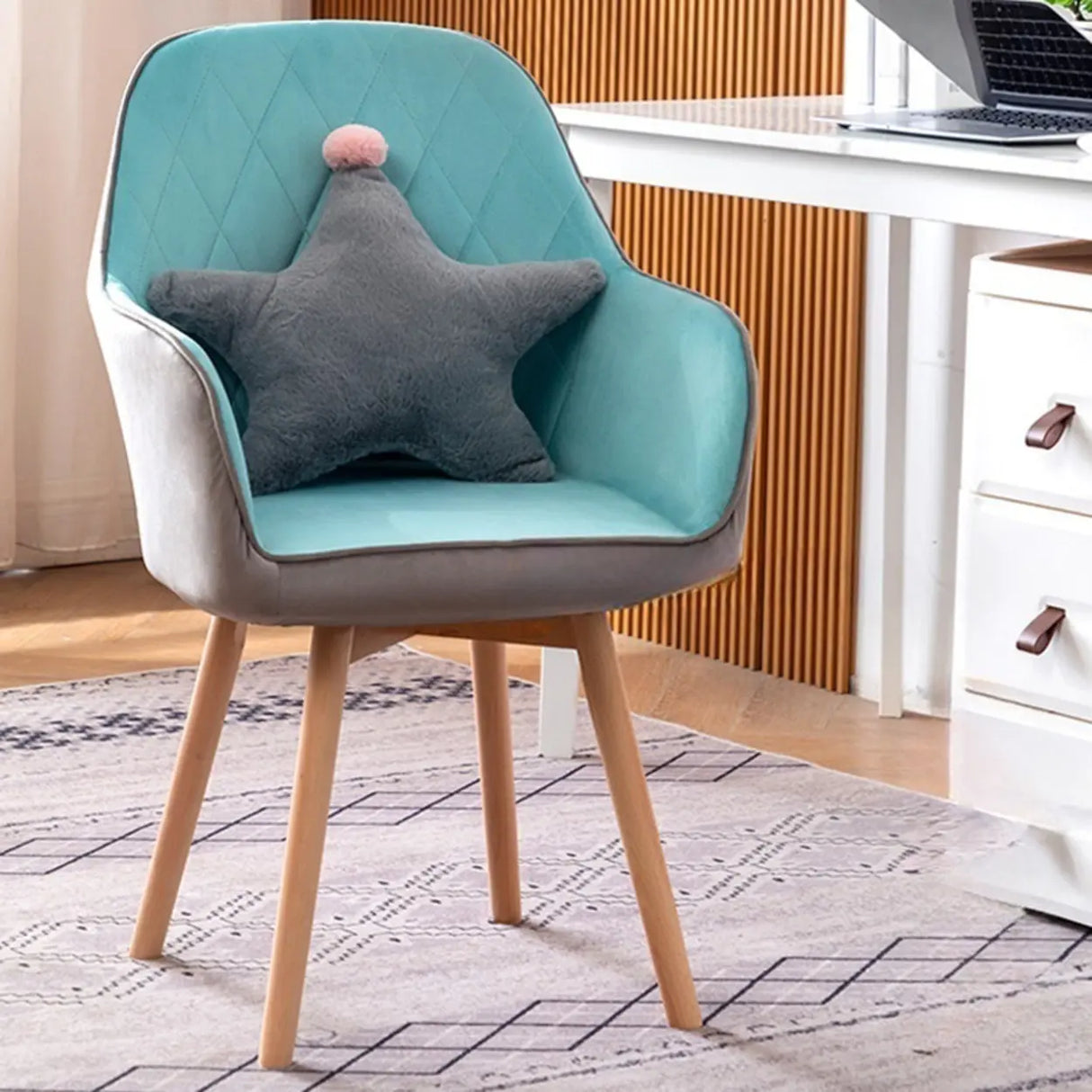 Mid-Back Upholstered Ergonomic Wood Frame Office Chair Image - 4