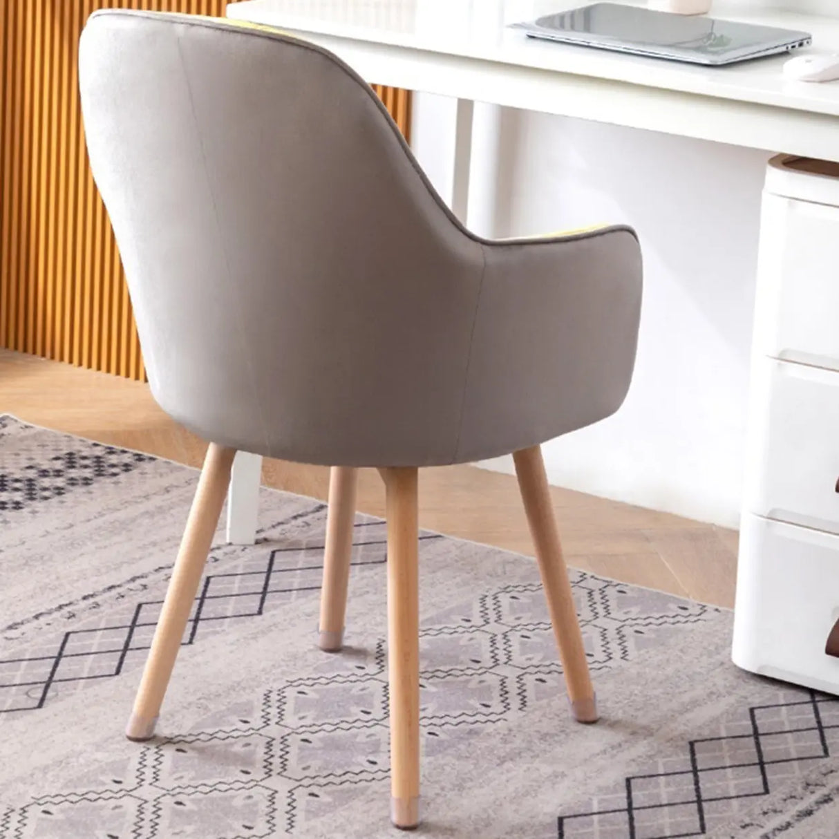 Mid-Back Upholstered Ergonomic Wood Frame Office Chair Image - 6