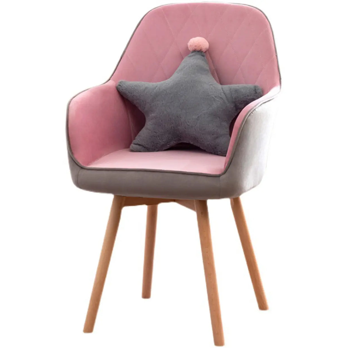 Mid-Back Upholstered Ergonomic Wood Frame Office Chair Image - 9