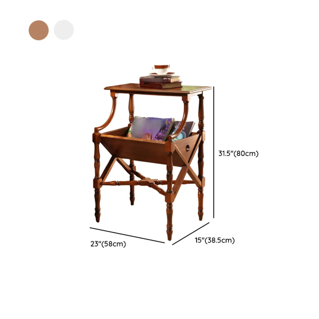 Mid-century Antique Wooden Magazine Storage Bookshelf