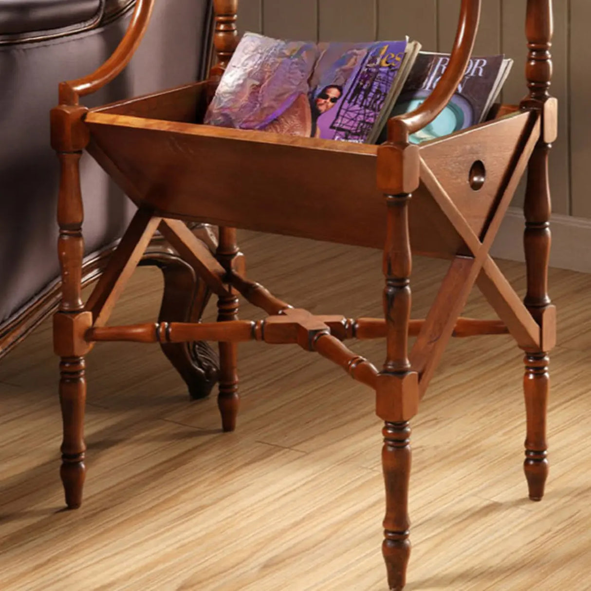 Mid-century Antique Wooden Magazine Storage Bookshelf Image - 1