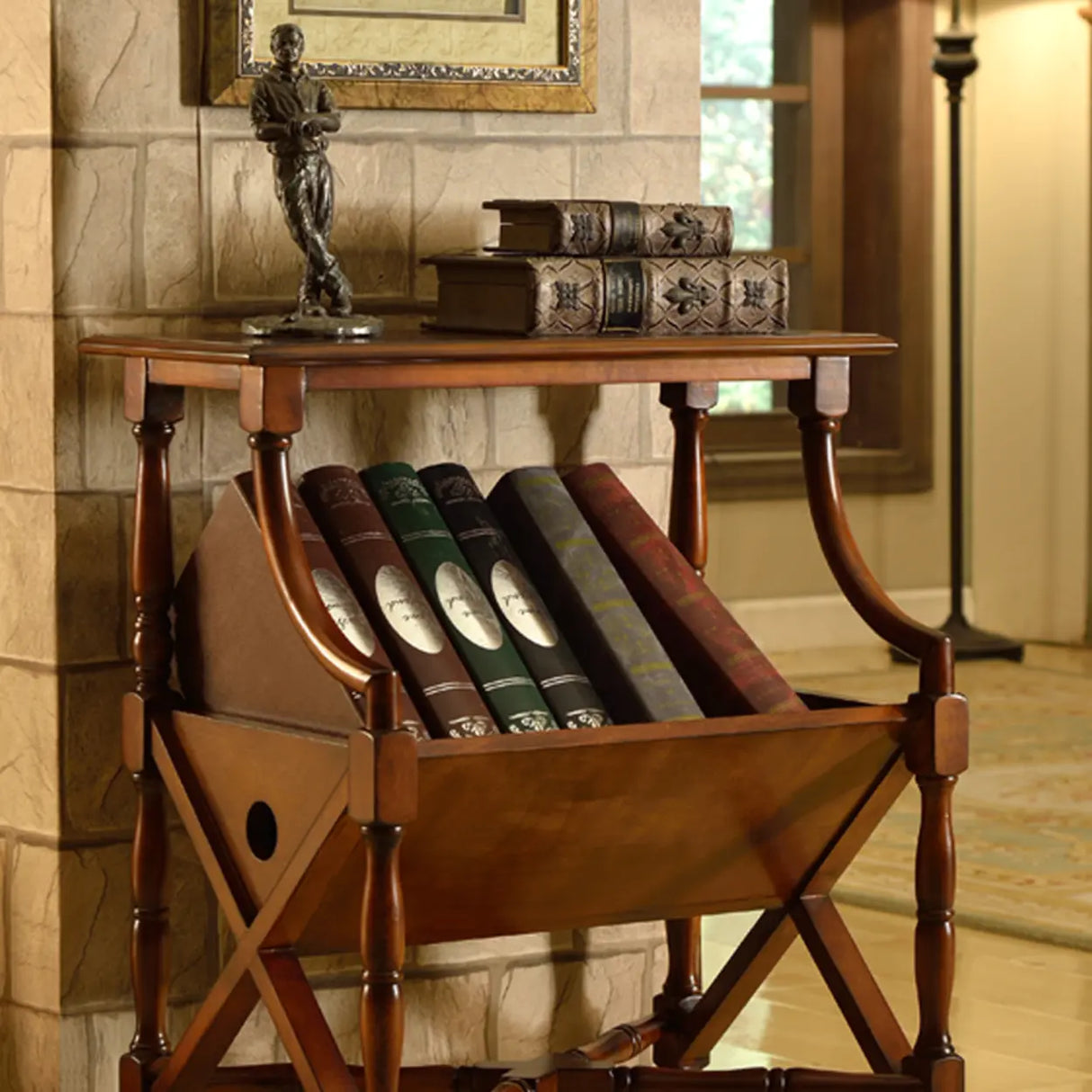 Mid-century Antique Wooden Magazine Storage Bookshelf Image - 6