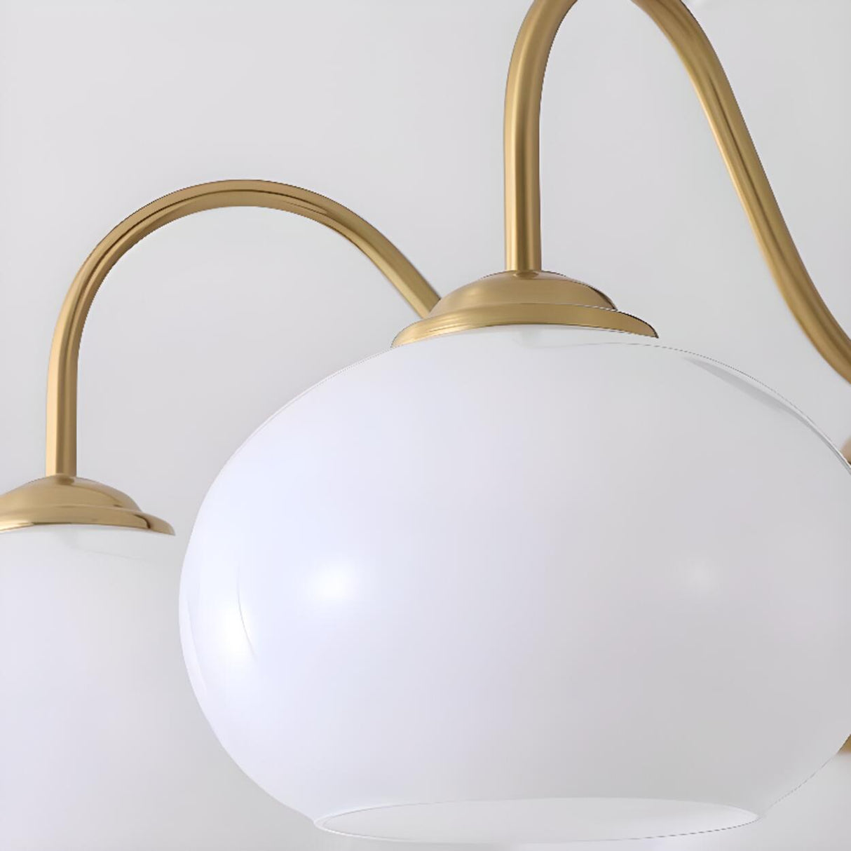 Mid-Century Brass White Glass Drum Chandelier Image - 7