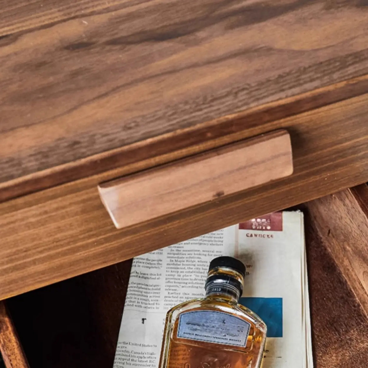 Mid-Century Brown Wooden Dual Drawers Writing Desk Image - 10
