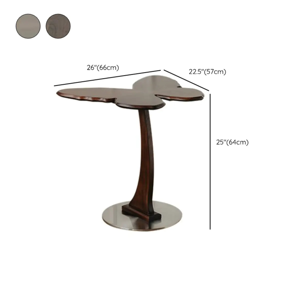 Mid Century Butterfly Brown Base Walnut Wood Side Table