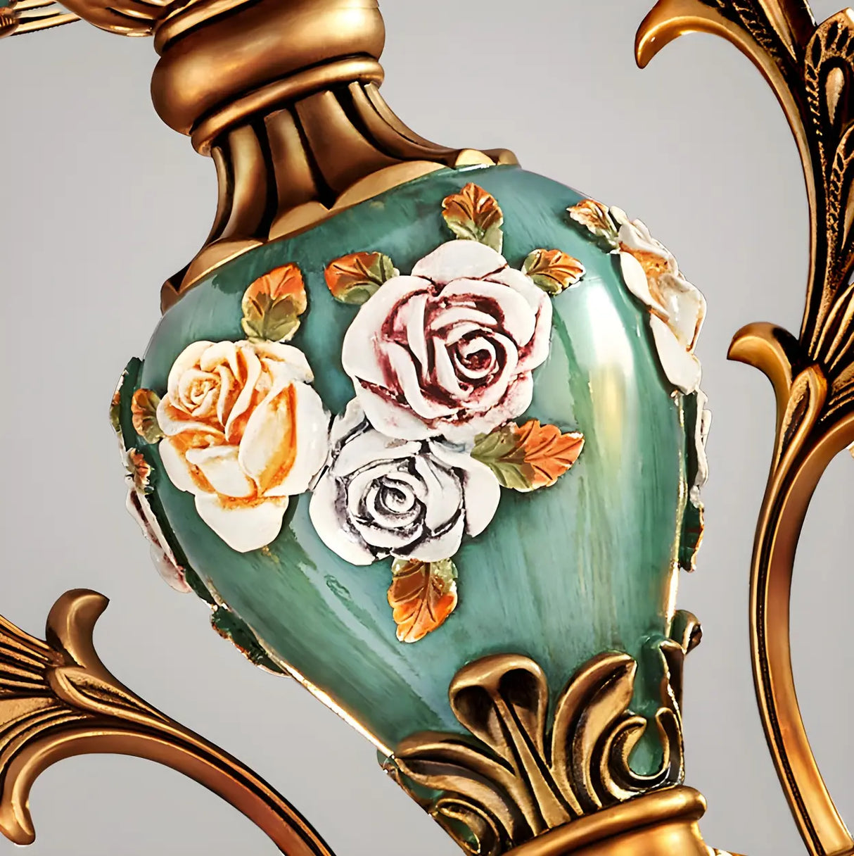 Mid-Century Floral Brass Branch Living Room Chandelier Image - 11