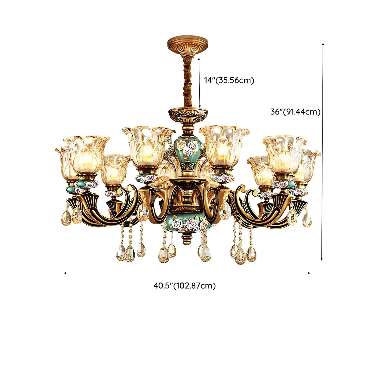 Mid-Century Floral Brass Branch Living Room Chandelier Image - 19