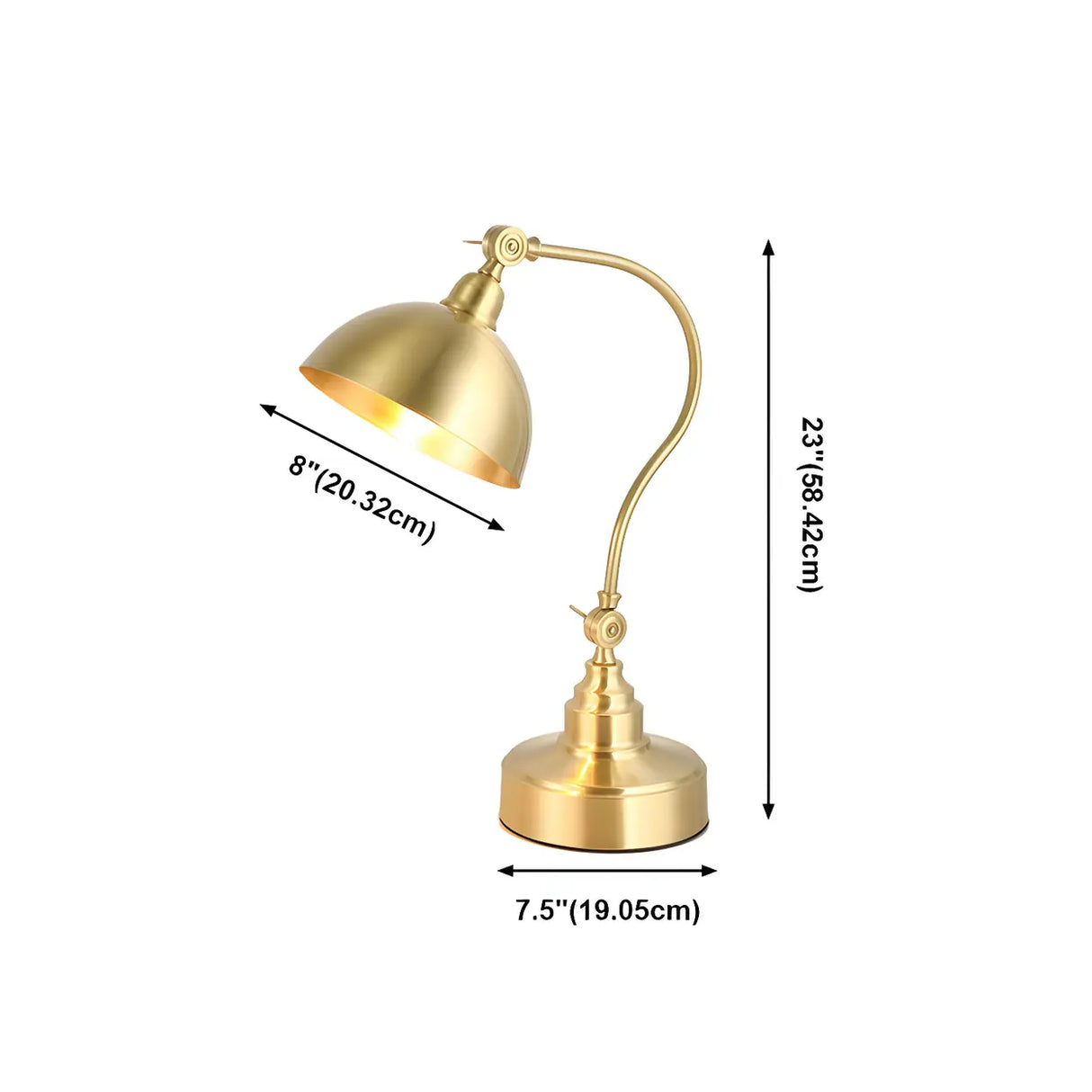Mid-Century Gold Dome Balanced Arm Metal Table Lamp
