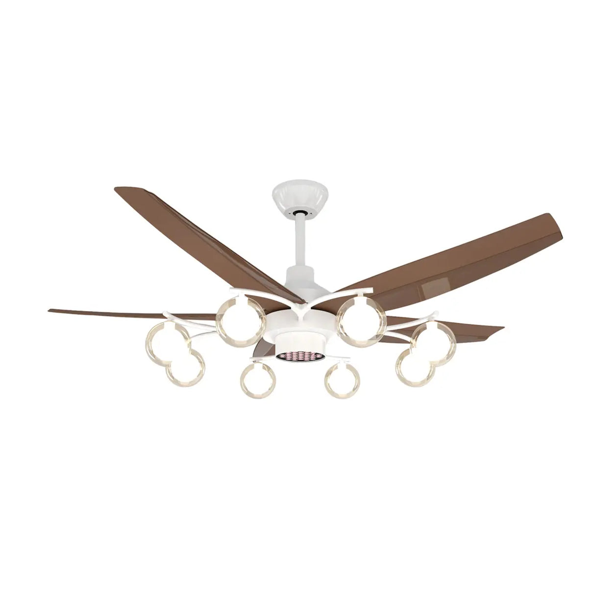 Mid-Century Modern 5-Blade 52-inch White Celing Fan Light Image - 9