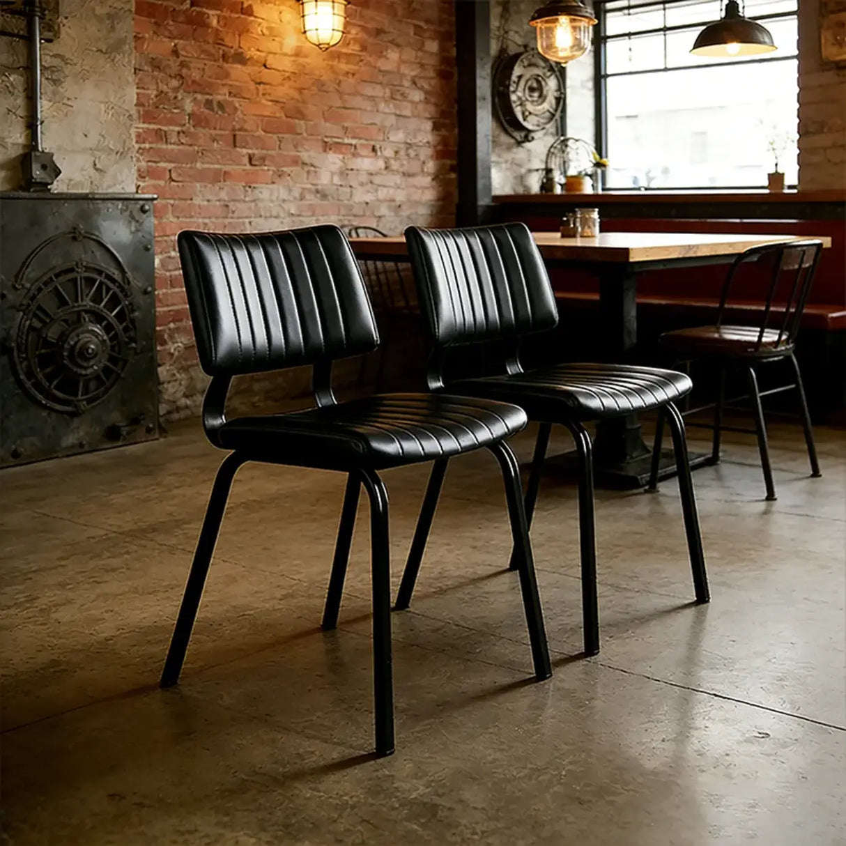 Mid-Century Modern Armless Faux Leather Dining Chair Image - 14