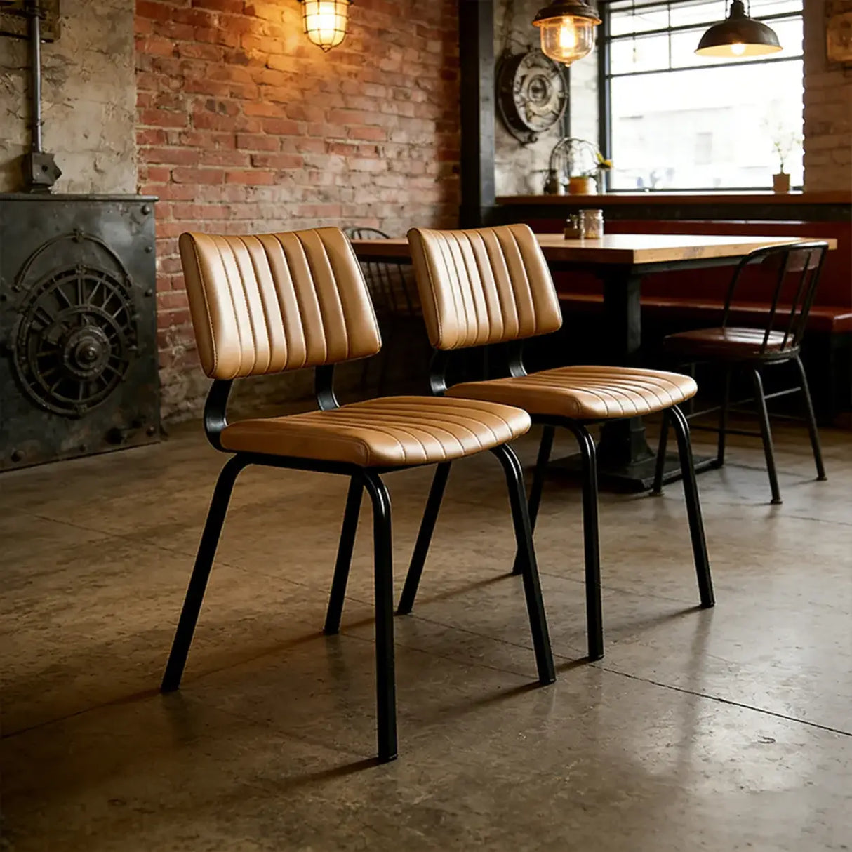 Mid-Century Modern Armless Faux Leather Dining Chair Image - 16