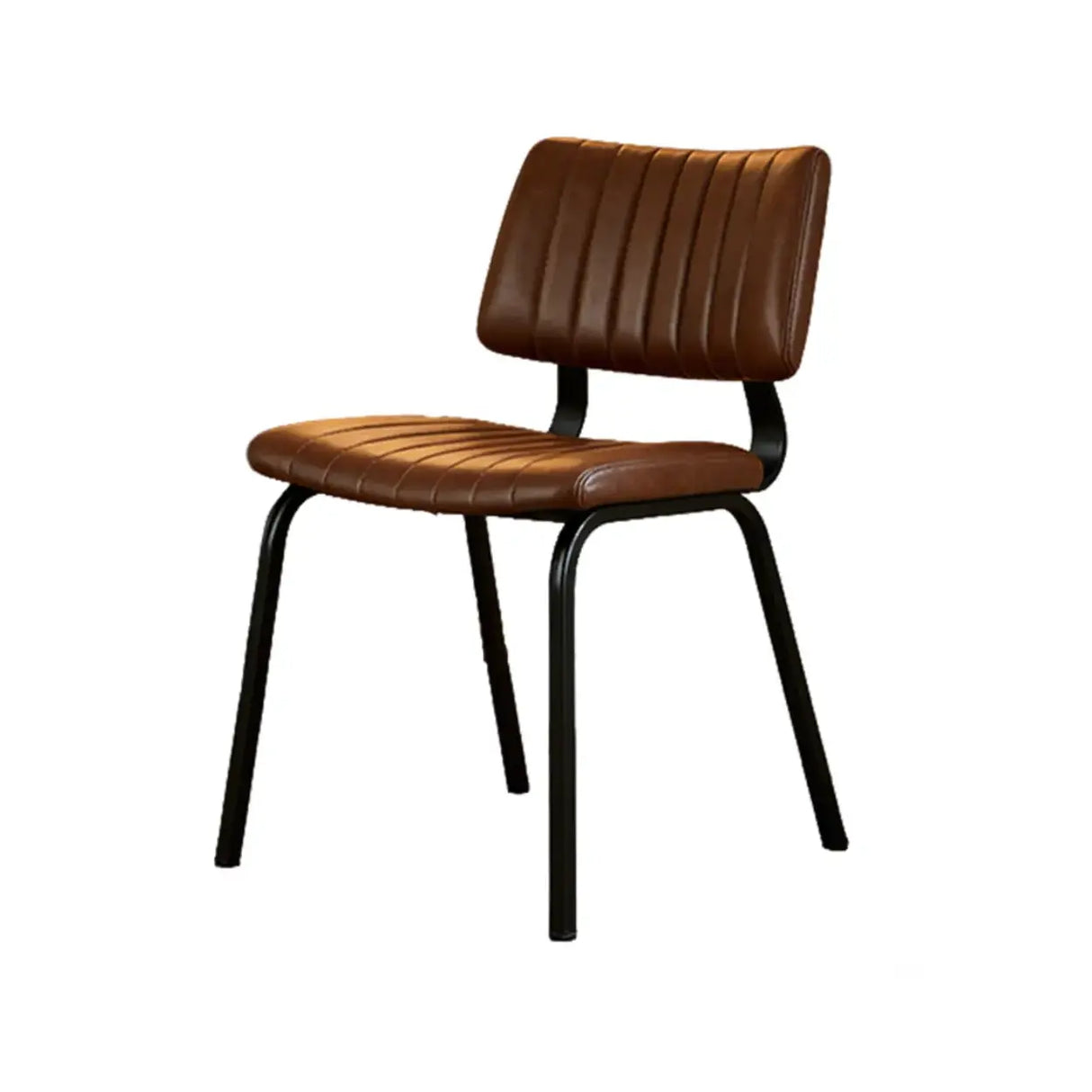 Mid-Century Modern Armless Faux Leather Dining Chair Image - 18