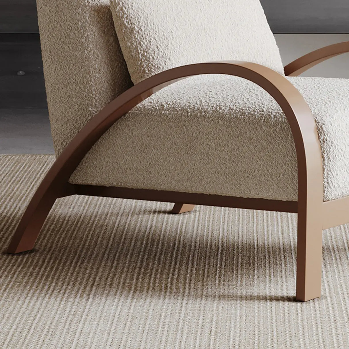 Mid-Century Modern Armrest Beige Accent Chair With Pillow Image - 14