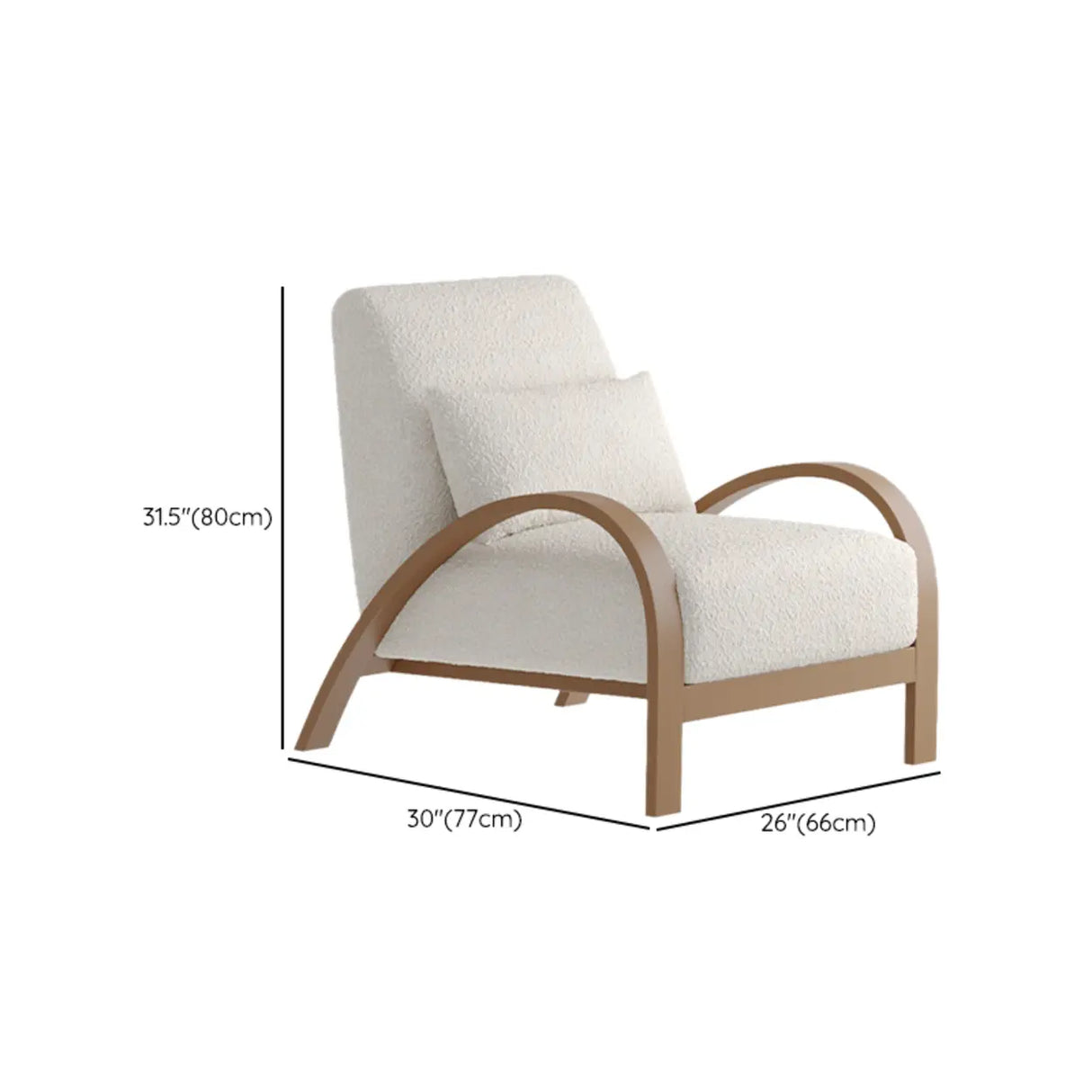 Mid-Century Modern Armrest Beige Accent Chair With Pillow