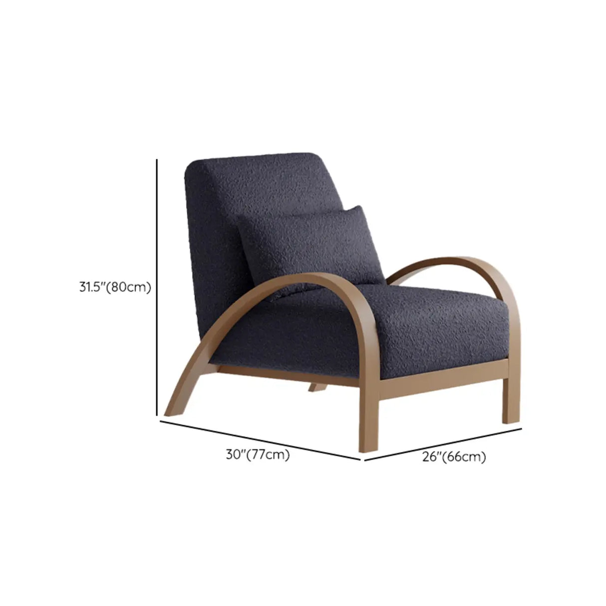 Mid-Century Modern Armrest Beige Accent Chair With Pillow Image - 16