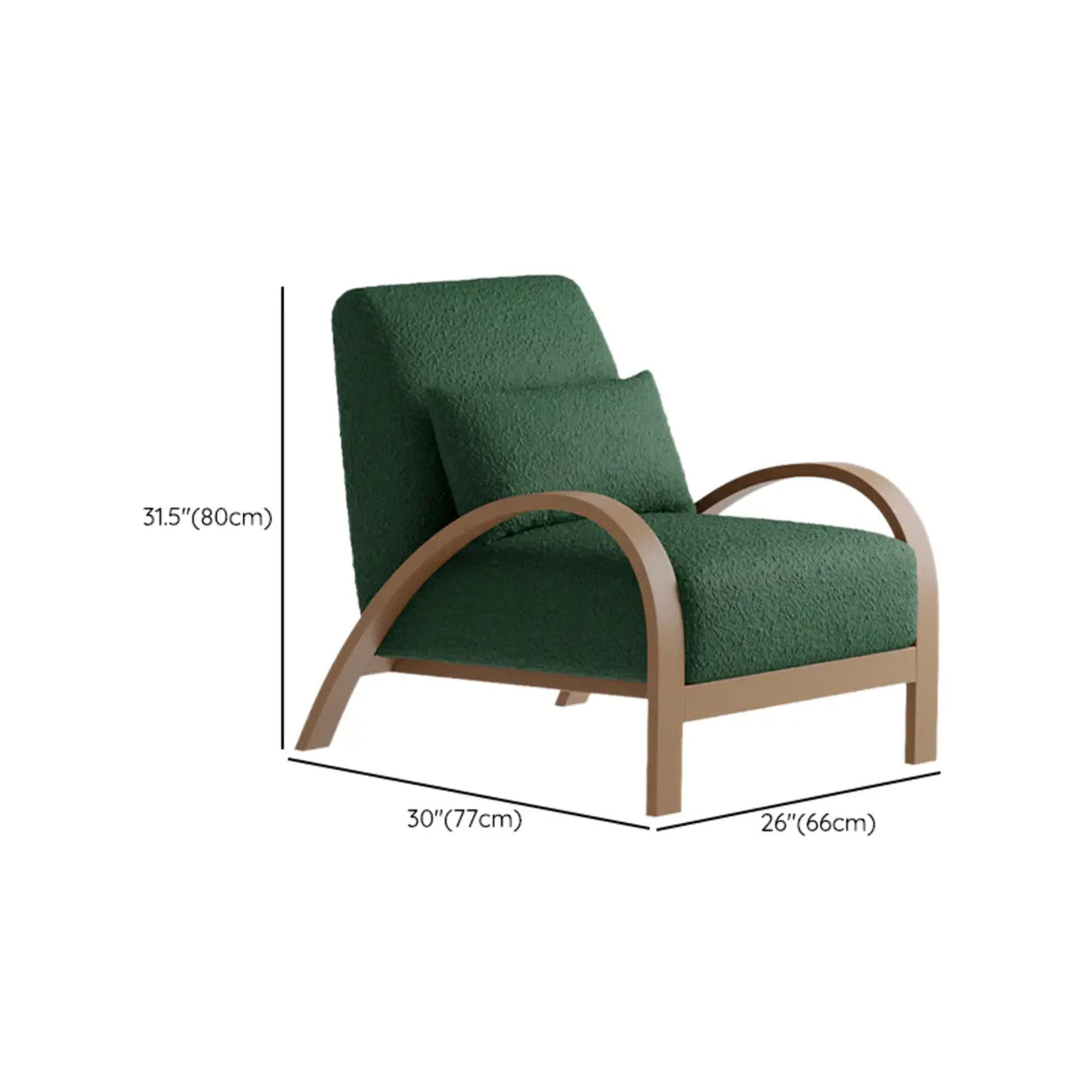 Mid-Century Modern Armrest Beige Accent Chair With Pillow Image - 17