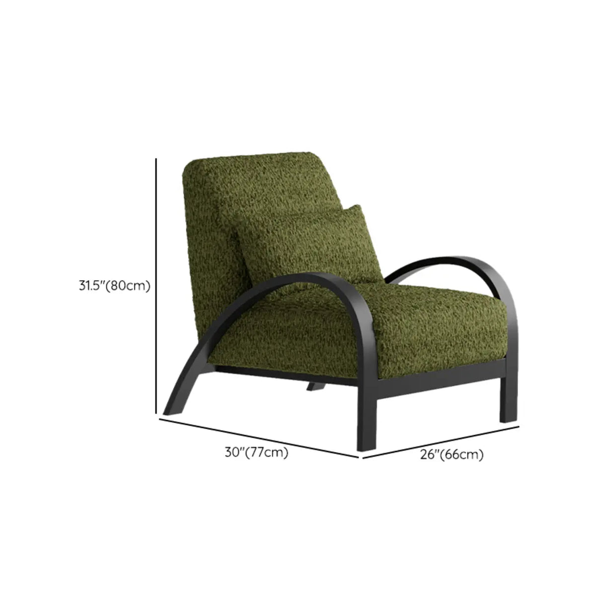 Mid-Century Modern Armrest Beige Accent Chair With Pillow Image - 18