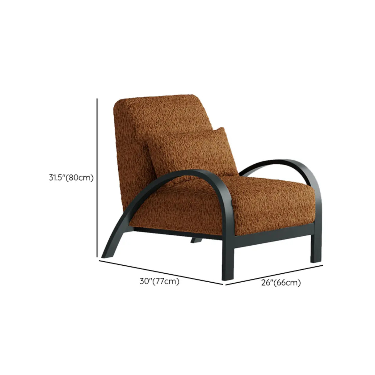 Mid-Century Modern Armrest Beige Accent Chair With Pillow Image - 19