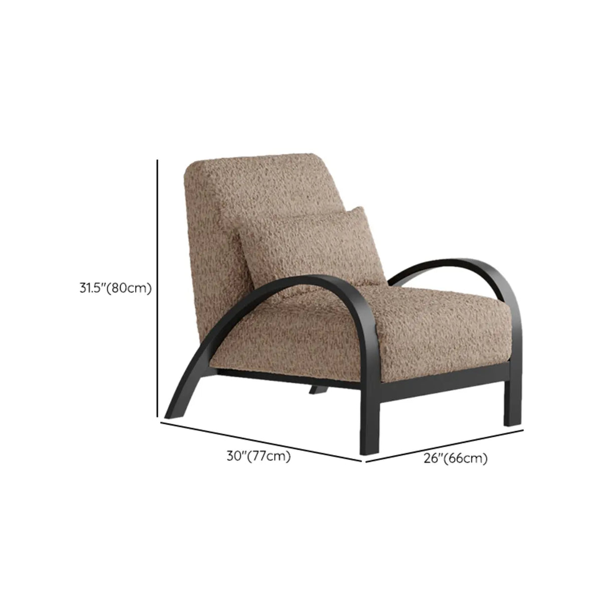 Mid-Century Modern Armrest Beige Accent Chair With Pillow Image - 20