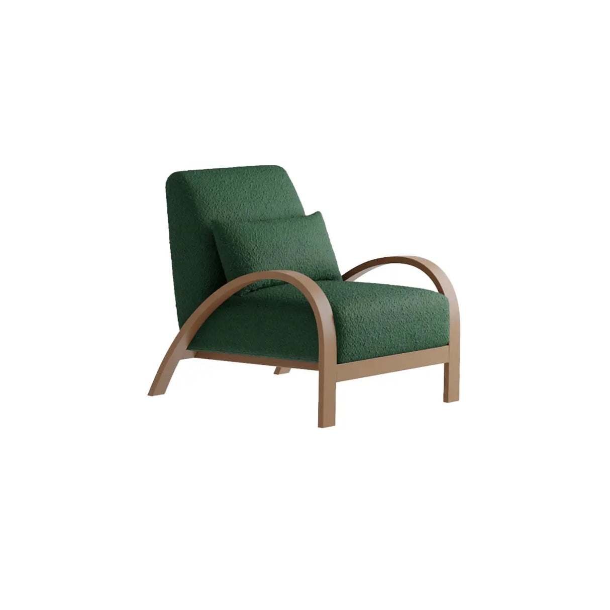 Mid-Century Modern Armrest Beige Accent Chair With Pillow Image - 5