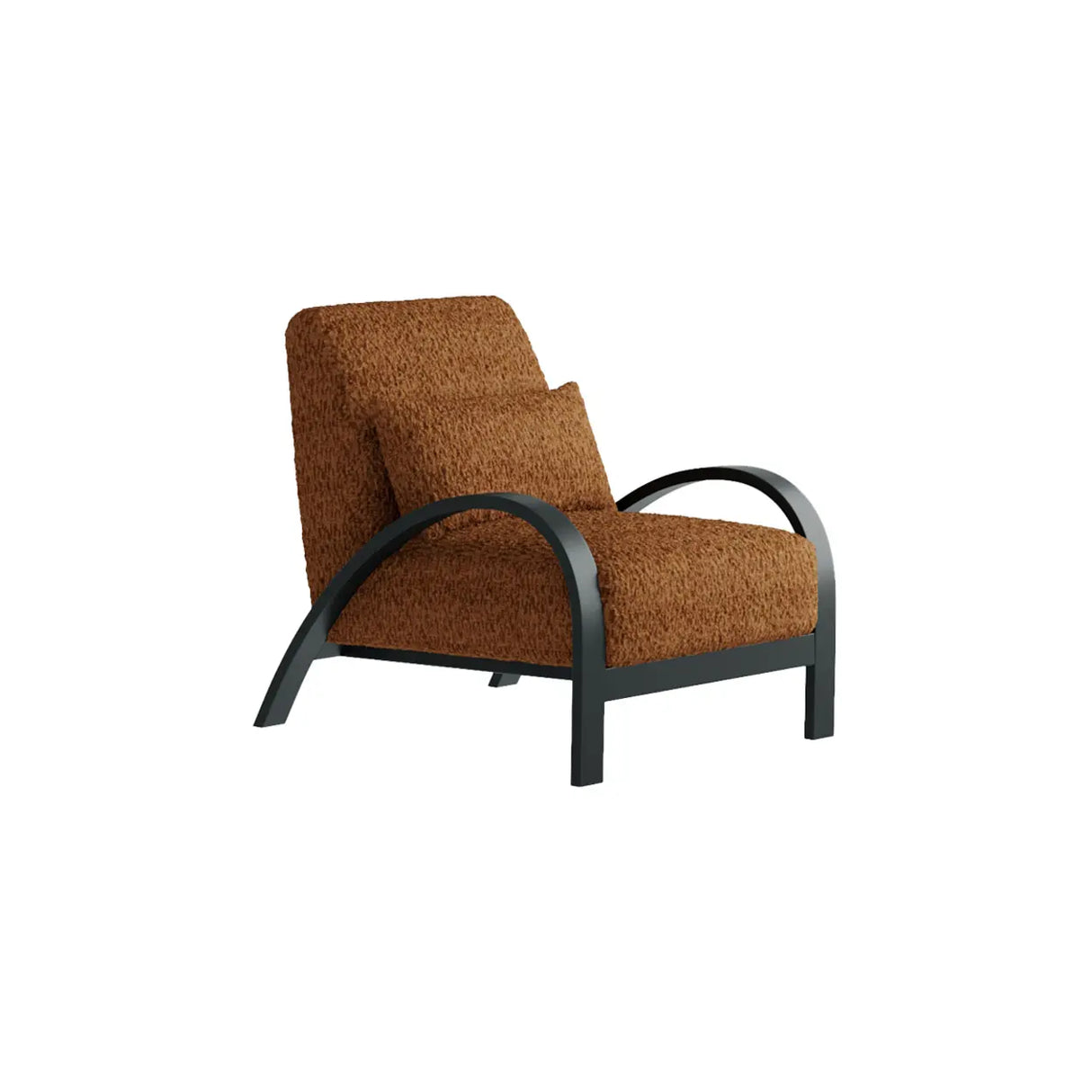 Mid-Century Modern Armrest Beige Accent Chair With Pillow Image - 9