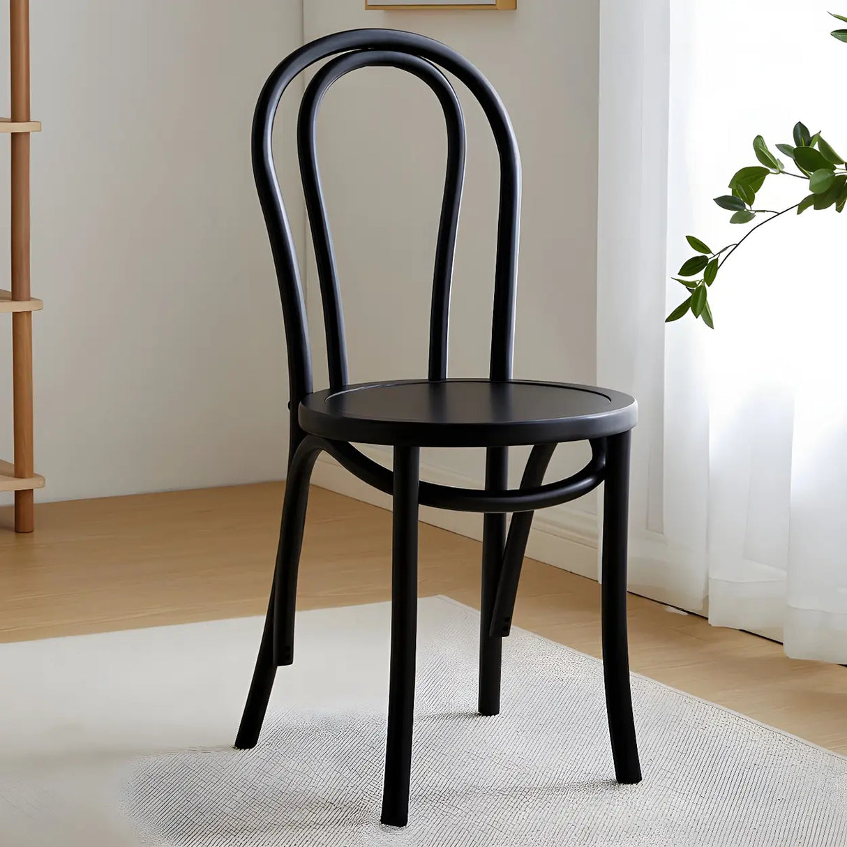 Mid-Century Modern Beech Wood Armless Dining Chair Image - 2