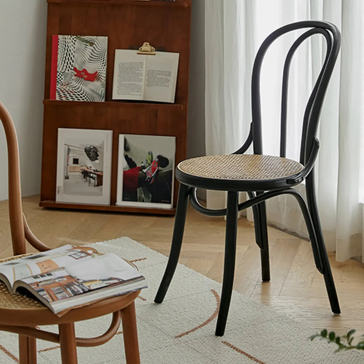 Mid-Century Modern Beech Wood Armless Dining Chair Image - 5