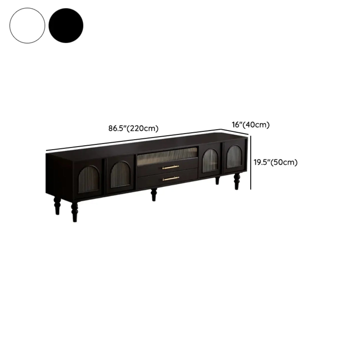 Mid-Century Modern Black TV Stand with Cabinet Glass Doors Image - 18