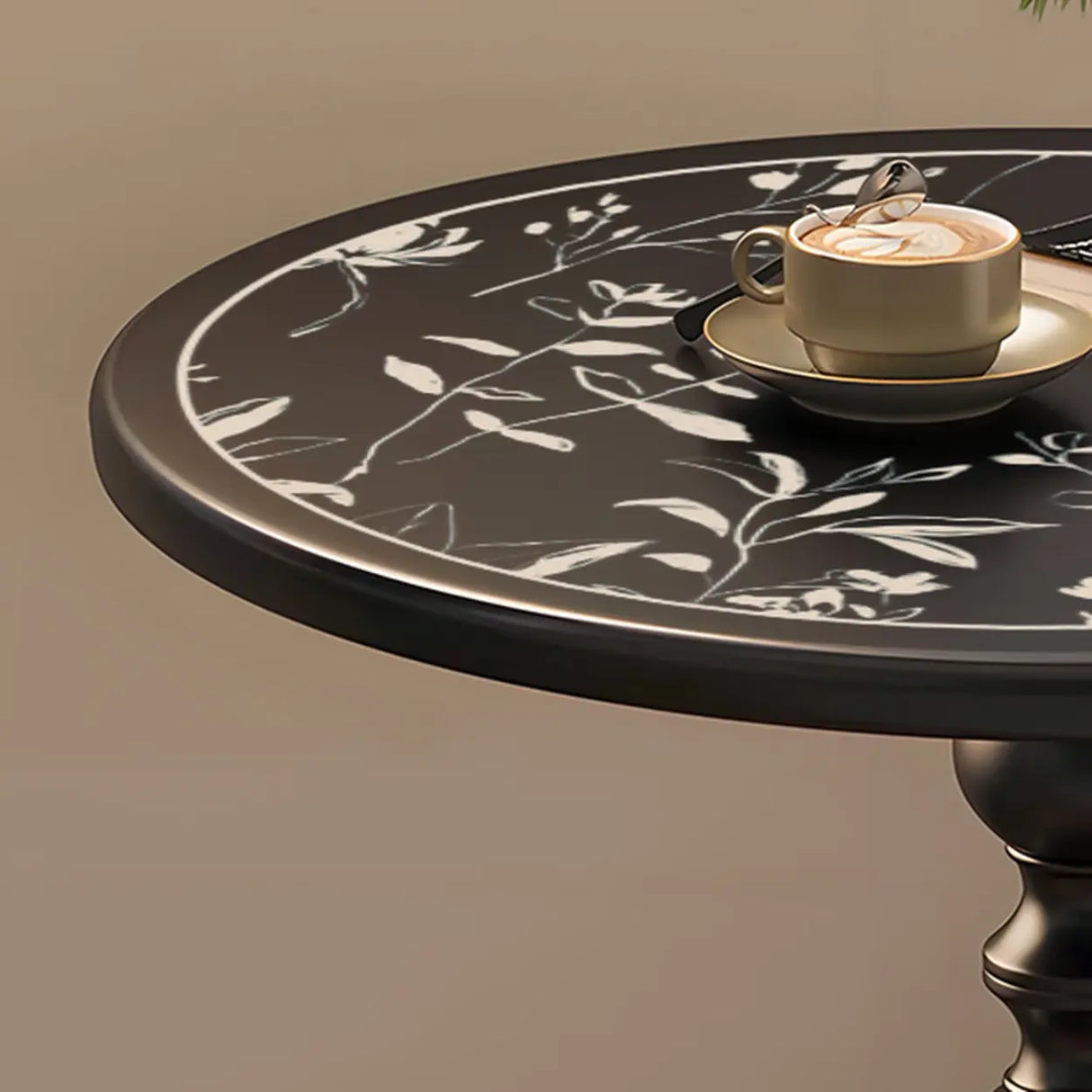 Mid-Century Modern Black Wood Round Pedestal Side Table Image - 16