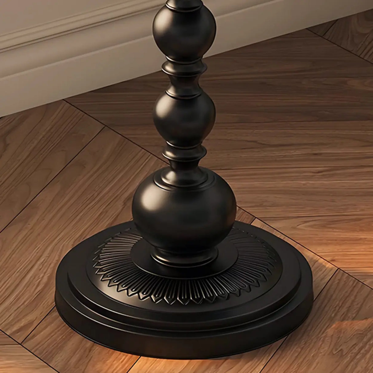 Mid-Century Modern Black Wood Round Pedestal Side Table Image - 7