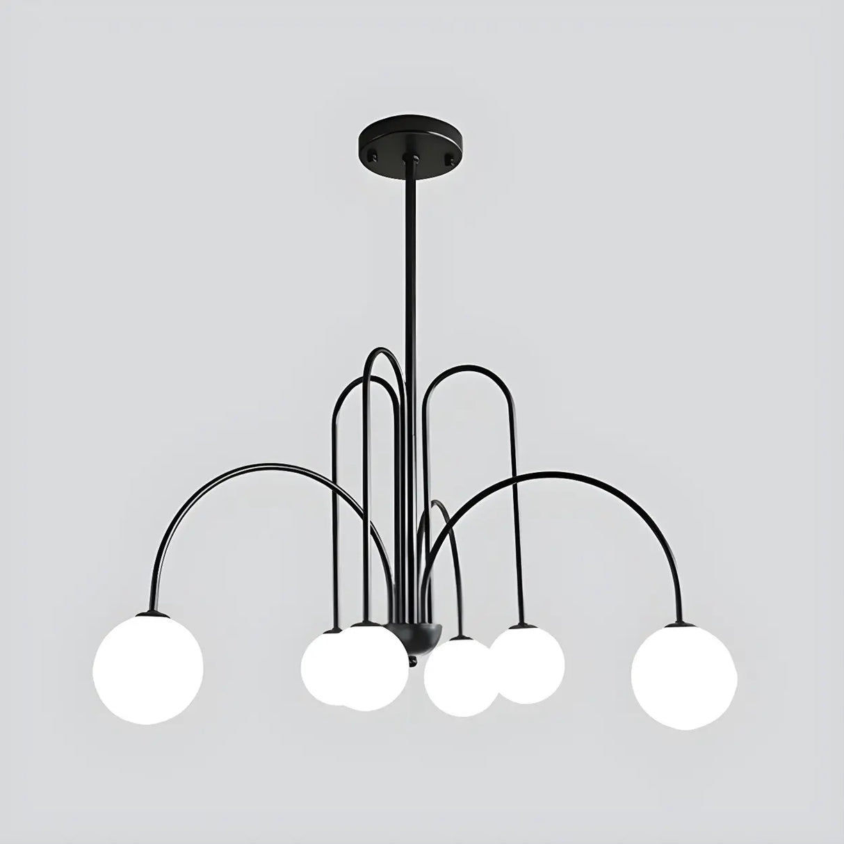 Mid-Century Modern Brass Globe Living Room Chandelier Image - 15