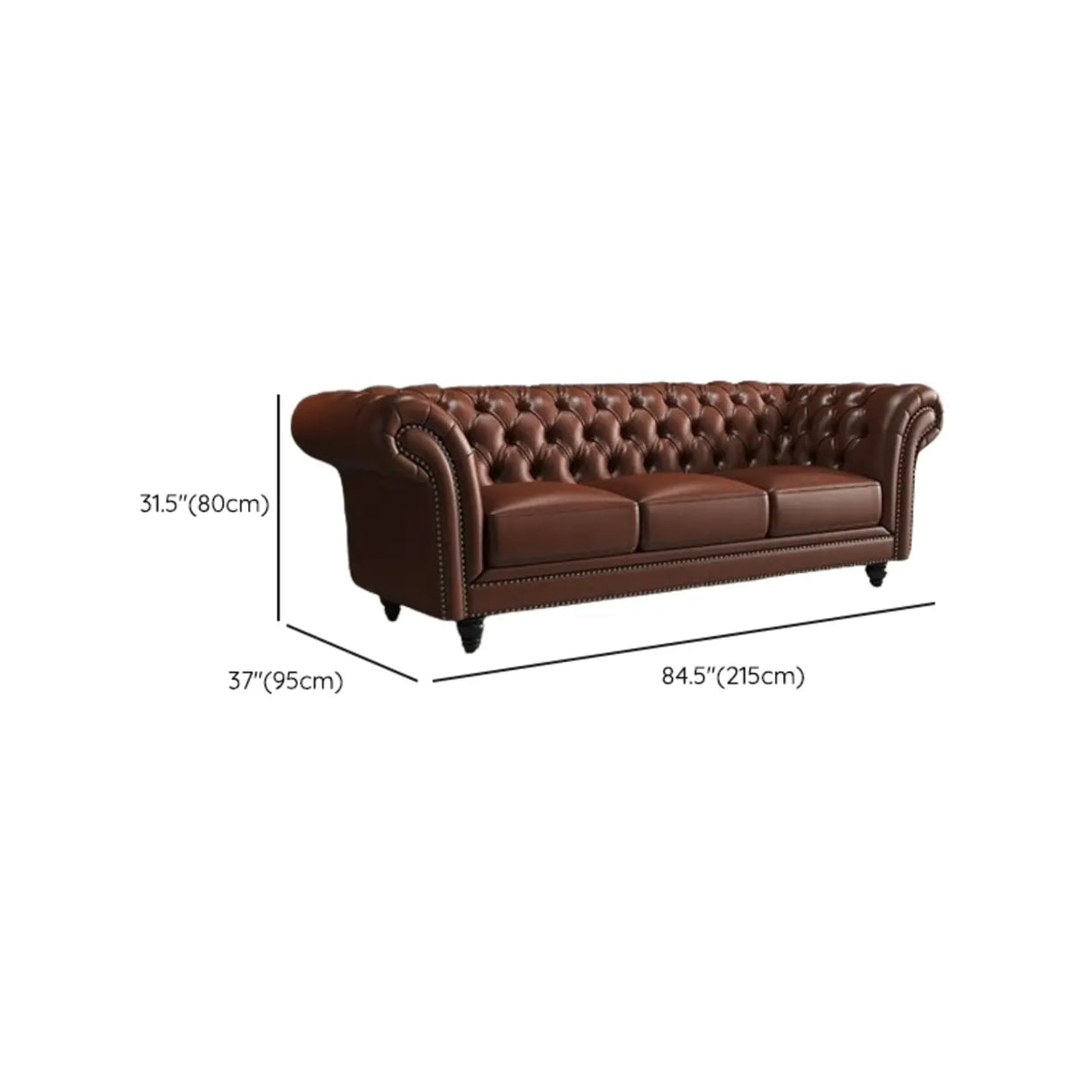 Mid-Century Modern Brown Cow Leather Flared Arm Sofa Image - 17