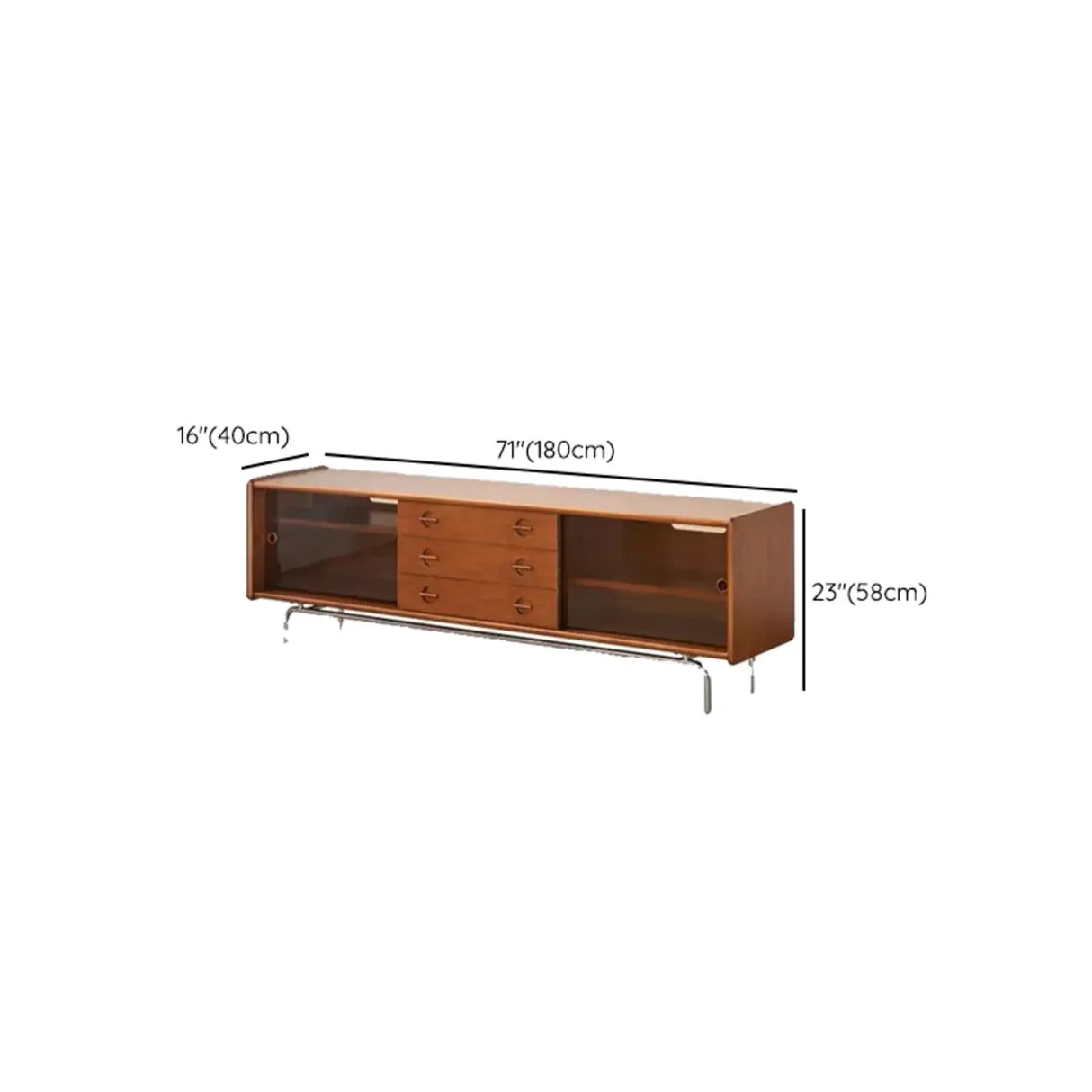 Mid-Century Modern Brown Drawers Rectangle TV Stand