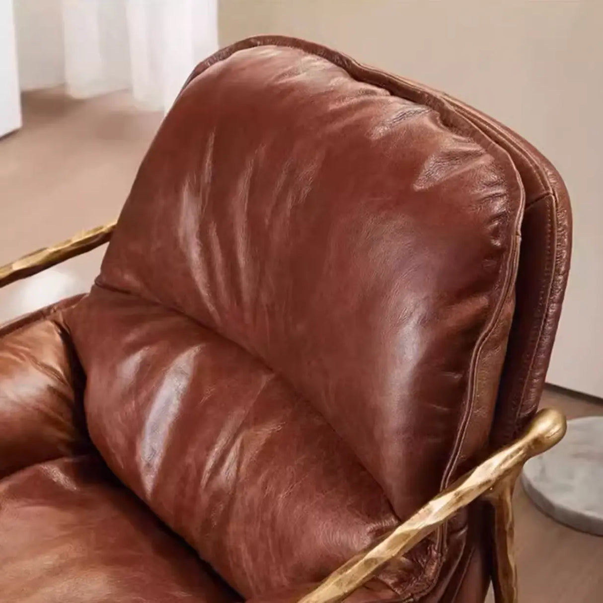 Mid-Century Modern Brown Leather Arm Accent Chairs Image - 11