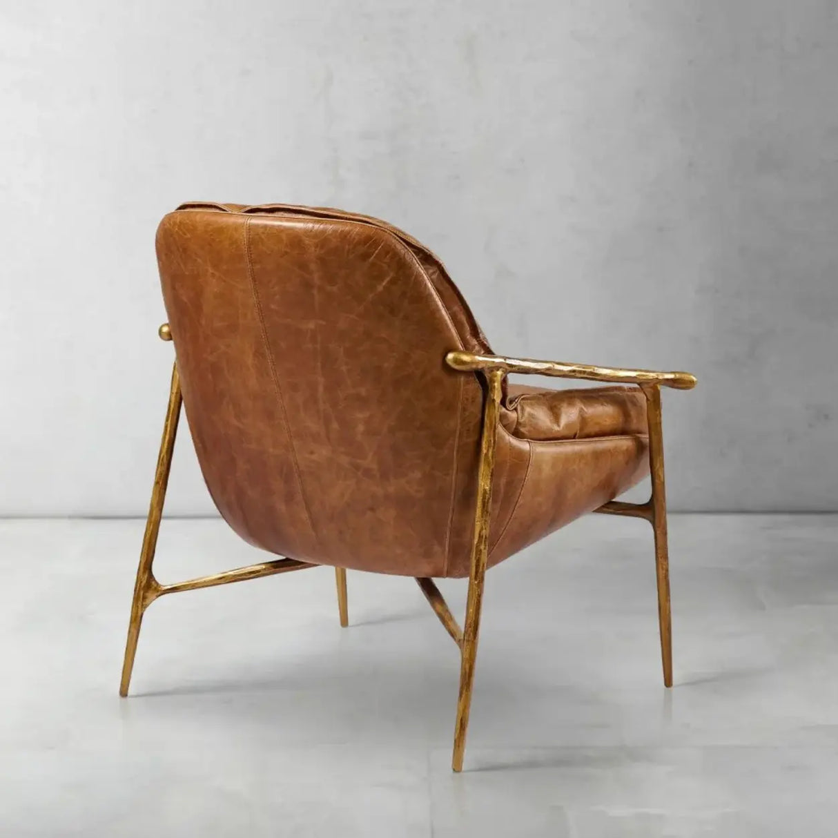 Mid-Century Modern Brown Leather Arm Accent Chairs Image - 12