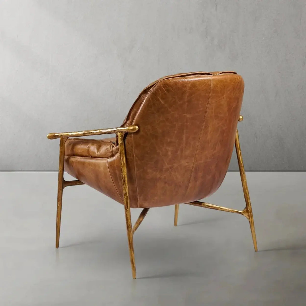 Mid-Century Modern Brown Leather Arm Accent Chairs Image - 14