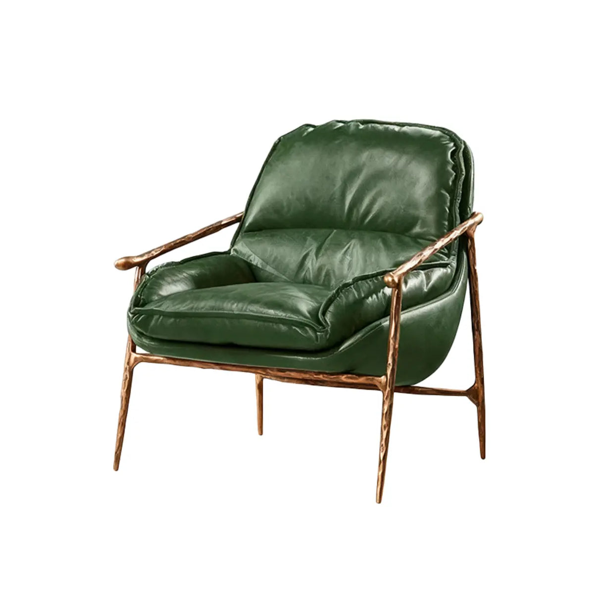 Mid-Century Modern Brown Leather Arm Accent Chairs Image - 4