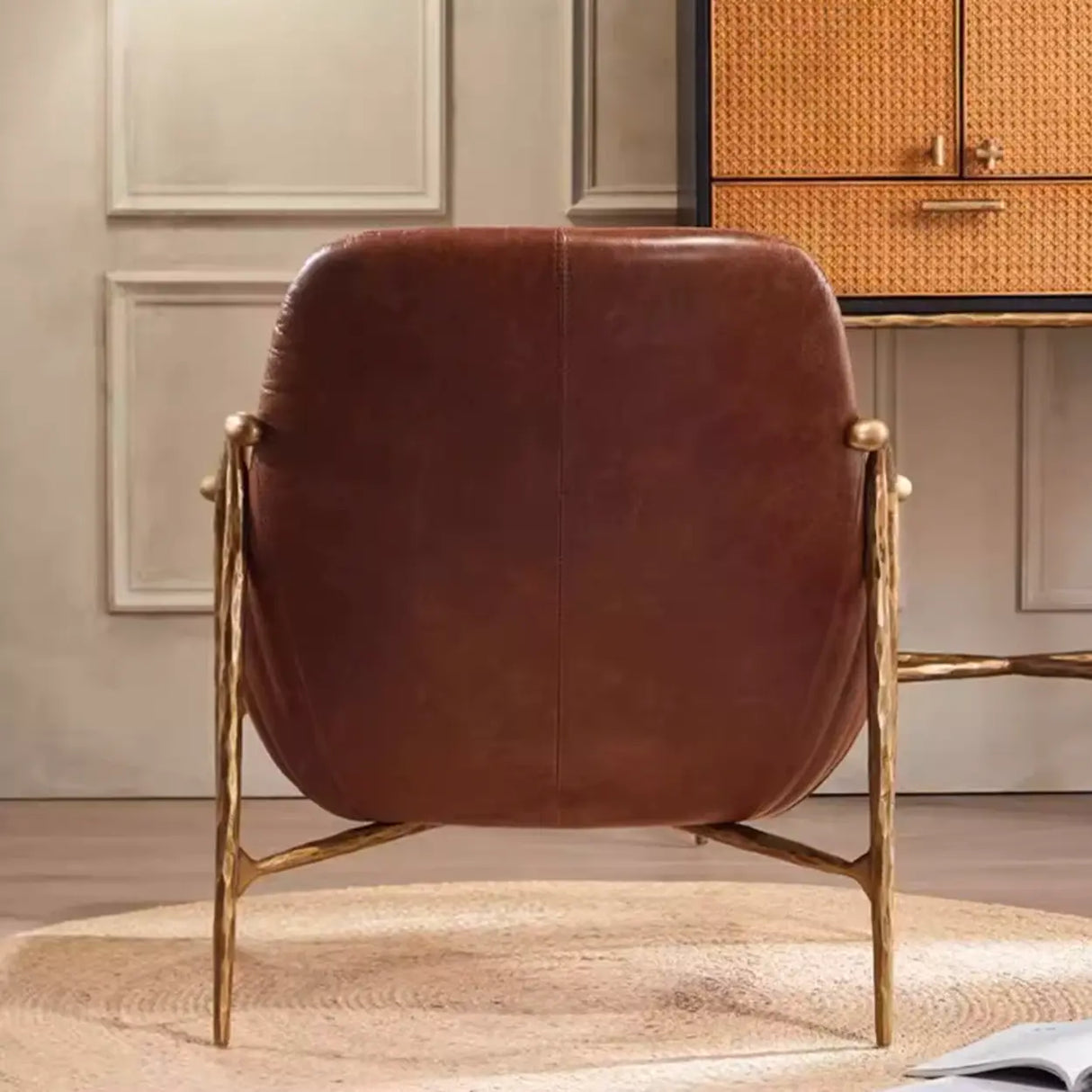Mid-Century Modern Brown Leather Arm Accent Chairs Image - 7