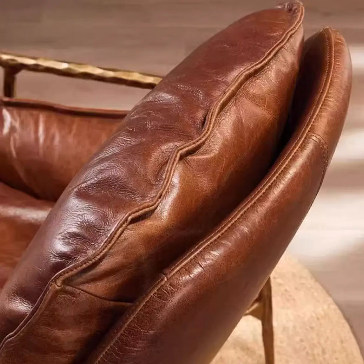 Mid-Century Modern Brown Leather Arm Accent Chairs Image - 9