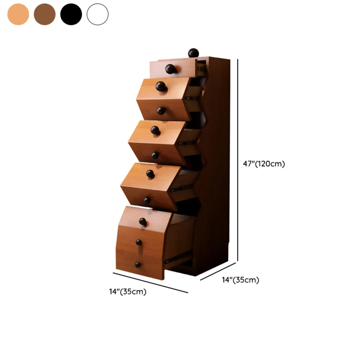 Mid-Century Modern Brown Wood Narrow Nightstand with Drawers Image - 20