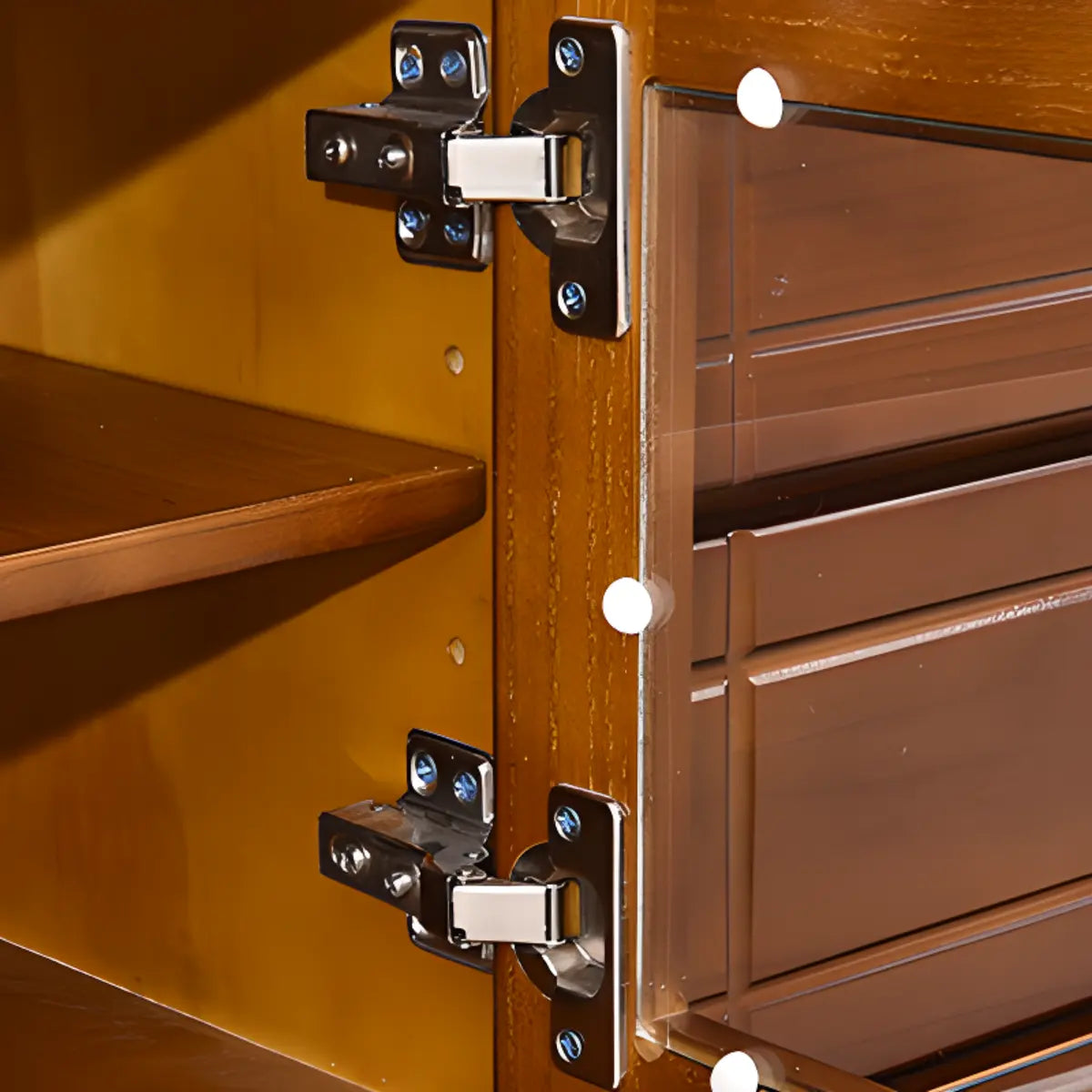 Mid-Century Modern Brown Wood TV Stand with Drawers Image - 3