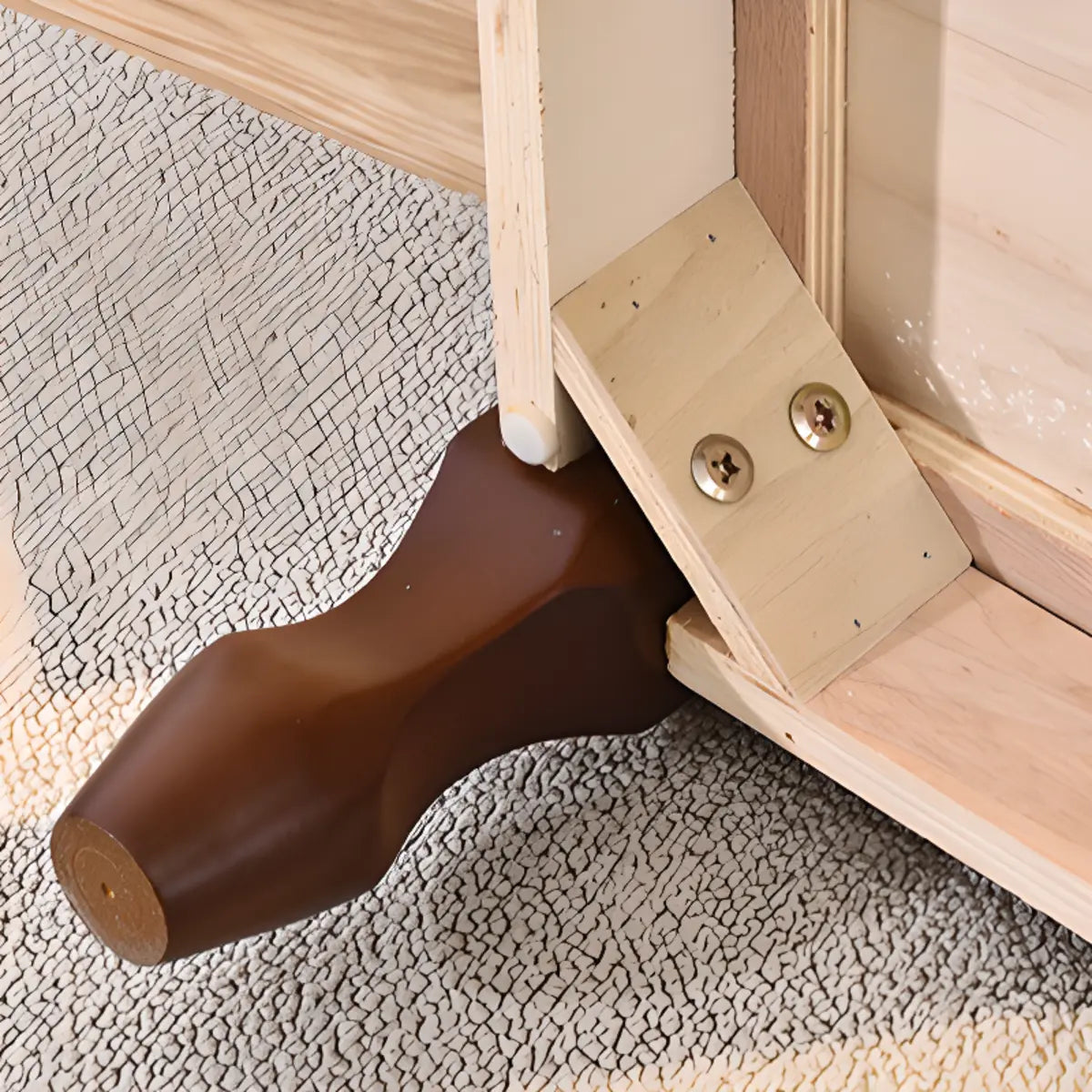 Mid-Century Modern Brown Wood TV Stand with Drawers Image - 6