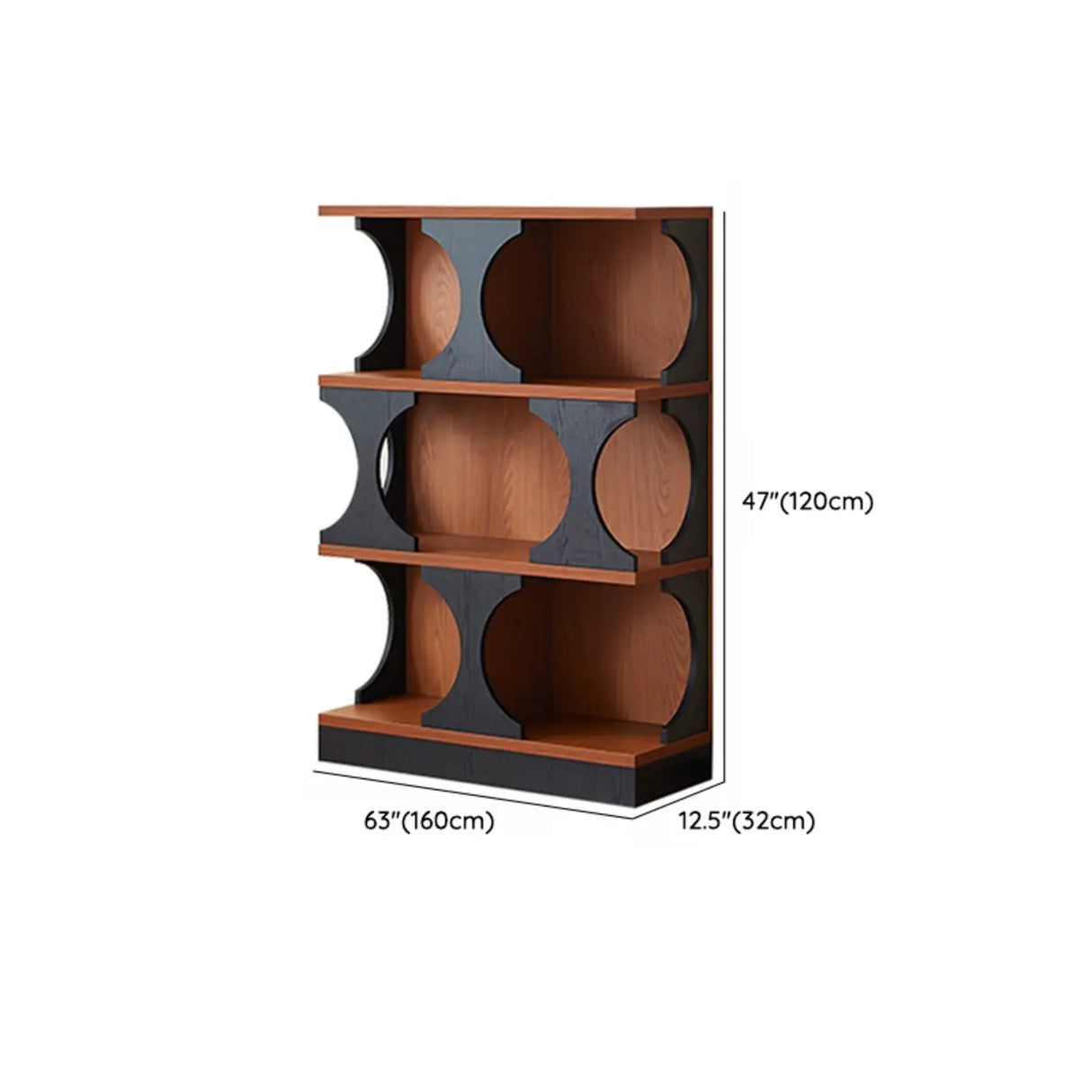 Mid-Century Modern Closed Back Wood Brown Vertical Bookshelf Image - 18